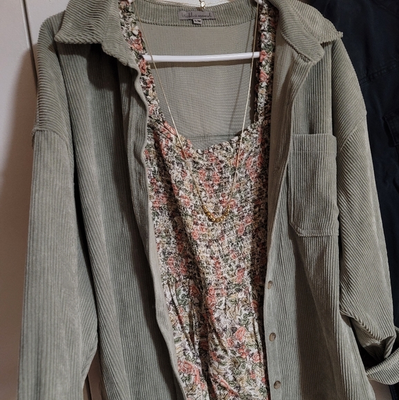 Sage Green Corduroy Button Down - Picture 2 of 6